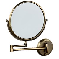 8 Inch Dual Face Antique Brushed Makeup Mirrors 1x3 Magnifier Brass Cosmetic Wall Mirror Wall Mounted Bath Mirror AC