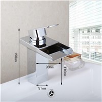 The Contemporary Bathroom LED basin faucet Polished Chrome Waterfall faucet copper basin faucet Mixer Tap
