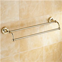 Antique Polished Double Layer Towel Bar Solid Brass Towel Holder Wall Mounted Zirconium Gold Bathroom Accessories Products LG