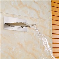 Modern Wall Mounted Waterfall Spout Brushed Nickle Bathroom Tub Faucet Mixer Tap