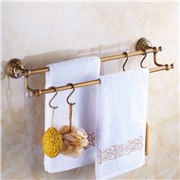 Antique Copper&amp;amp;amp;crystal Towel Bar Luxury Brushed Double Layer Wall Mounted Towel Holder Towel Rack Bathroom Accessories Sj7