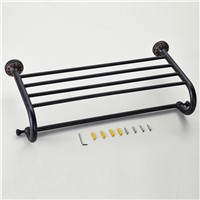 Antique Black Towel Racks Double Layers Unique Anspicious Carved Brass Towel Storage/ Towel Holder Black Bathroom Accessories