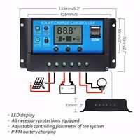 High Quality 30A LCD Solar Panel Battery Regulator Charge Dual USB Controller 12V/24V