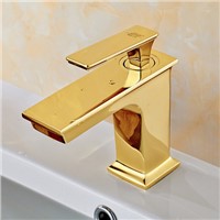 European Brass  Gold Resistant Basin Faucet Washbasin Square Section Of Single Hole Faucet Bathroom Faucet