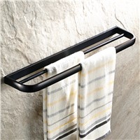 AUSWIND Antique Solid Bathroom Towel Holder Black Towel Rack with Double Bars Wall Mounted Bathroom Accessories