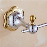 Modern Silver Toilet Paper Holder Flower Design Polish Toilet Roll Holder with Gold Decoration SUS 304 Stainless Steel