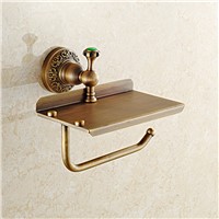 Antique European Solid Brass Phone Holder Toilet Paper Holder Green Stone Bathroom Accessories Bathroom Hardware