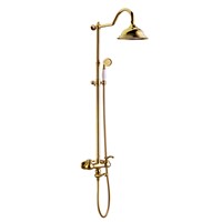 2017 Wholesale Premium Solid Brass Luxurious Exposed Golden Bathroom Shower Fixture Bath Mixer Faucet Tap