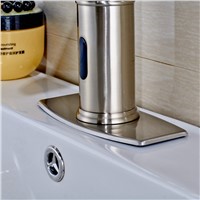 Modern Solid Brass LED Sensor Brushed Nickle Bathroom Vanity Faucet Tap Single Cold Water