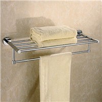 Bathroom Chrome Finished towel holder, 60cm 304 Stainless steel towel rack, Toilet Double Towel Rails Bars Wall Mounted Hardware