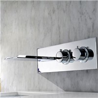 Free ship LED Lighted Wall-Mounted Waterfall Bath Sink Faucet Basin Mixer Tap Chrome Brass