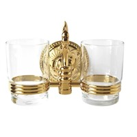 Free ship Ti-PVD gold Finish TUMBLER HOLDER DOUBLE CUP HOLDER