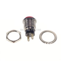 Red Hole 12mm 2 Pin SPST OFF-(ON) 3A 125VAC NO Momentary Push Button Switch
