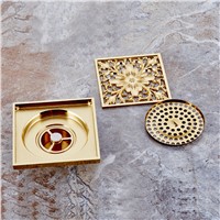 BAKALA Luxury Bathroom Golden Floor washer Drain Cover Engraving Floor Drains stoppers drainer strainer gold finish 4 inch  8806