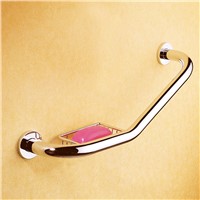 Chrome Grab Bars with Soap Holder  Wall Mounted Brass Antique Bathtub Grab Bar and Shower Soap Basket Bathroom Accessories