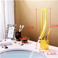 Golden bathroom faucet crane chrome Finish Waterfall faucet Bathroom tap Bathroom Basin Mixer Tap with Hot and Cold Water