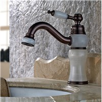 ORB bronze wash basin faucet brass and jade waterfall faucet bathroom sink tap cold and hot mixer tap basin mixer Sink faucet