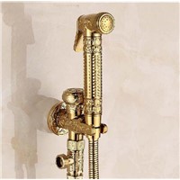 Solid Brass Gold Finish Brass Toilet Sprayer/Toilet Gun Set Bathroom Bidet Faucet Set Bathroom Shower Faucet Set Handle Faucet