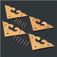 Good Quality 4pcs Corners Brackets Chinese Furniture Hardware Brass for Cabinet Trunk Jewelry Box Chest with Nails 4.5*4.5*4.5cm