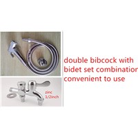 new style bidet spray shower with double multi-function bibcock toilet shattaf manufacturers wc spray with 1.2m shower hose