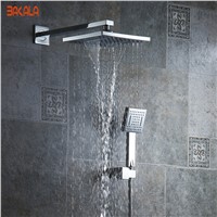 BAKALA  8 inch Bathroom rain  shower faucets White ABS head hand shower for Bath Showering System  3
