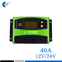 10pcs/lot PWM 40A Off-grid Solar Charge Controller 12V 24V LCD Display Solar Panel  Charger  Regulator USB