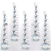 20 Chains Clear Crystal Beads Chains+Glass Hanging Prism Ball For Wedding Home Christmas Tree Decoration