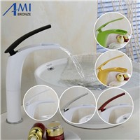 Antique Brushed Newly Colorful Painted Basin Faucets Hot&amp;Cold Mixer Bathroom Basin Tap Brass Gold/Chrome/White/Red Faucet Crane