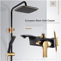 2017 High Quality Solid Brass Luxury Rainfall Black paint Shower Bath Set Faucets Wall Mounted Shower Mixer Faucets  Br004