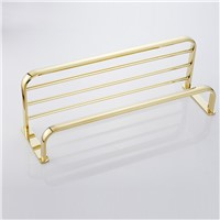 European Gold Copper Antique Bathroom Towel Rack Shelf Gold-plated Towel Holder Fixed Wall Mounted Bathroom Products