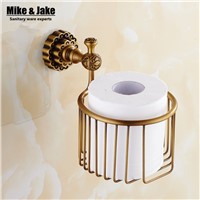 Bathroom antique brass paper holder coper paper shelf rack toilet roll holder black wall paper basket hanger