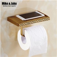Antique brass bathroom paper phone holder with shelf bathroom Mobile phones towel rack toilet paper holder  tissue boxes