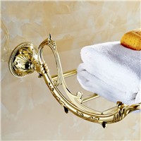 AUSWIND Antique Gold Leaf Towel Rack Art Design for Europe Bathroom Decoration Gold Solid Brass Luxury Bathroom Accessories Set