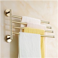 Rotary Towel Rack Gold Hanging Rod Bathroom Movable Towel Bar 2/3/4 Rod 30cm Gold And Silver Towel Hooks Brass Bathroom Products