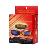 Digital Car Thermometer -50 to 70 IndoorOutdoor Car Clock Voltmeter Monitor Real-time Data Blue Orange Backlight Conversion EC98