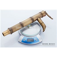 Newly Luxury Antique Brass Bathroom Bamboo Faucet Hot&amp;amp;amp;Cold Deck Mounted Single Handle Sink Mixer Tap ZR141