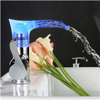 Elegant Water Temperature Control Led Sink Faucet  Basin Faucet  Mixers 360 Degree Rotating Mixer Tap Bathroom Faucet Accessory