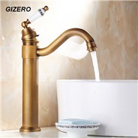 Luxury Antique Retro Faucet 3 size Basin Mixer Swivel Spout with ceramic handle Deck Mounted Vessel Sink water taps ZR118