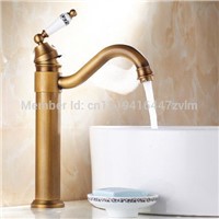 Luxury Antique Retro Faucet 3 size Basin Mixer Swivel Spout with ceramic handle Deck Mounted Vessel Sink water taps ZR117