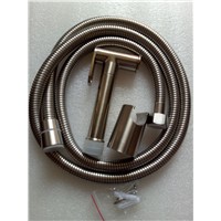 NEW Brushed Nickel Plated Solid brass Shataff Bidet Douche Shower Toilet Spray Kit &amp;amp;amp; hose-M7839
