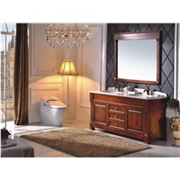 Wooden Classic Bathroom Cabinet Carved Design With Marble Countertop B6007