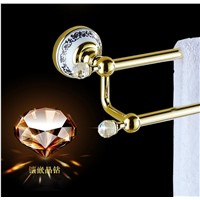 62cm High Quality Brass &amp; Crystal Golden Double Towel Bar,Towel Holder, Towel Rack, Bars Products,Bathroom Accessories