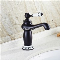 Antique Retro Classic Bathroom Basin Mixer Blacked Bronze Ceramic Faucet Fashion Mixer Hot and Cold Wall Mounted ZR260