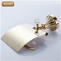 XOXO High Quality Luxury Crystal Decoration Gold Brass Toilet Paper Holders Waterproof Tissue Bathroom Accessories 16086G