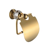 Contemporary Wall Mounted Toilet Paper Holder Golden Copper &amp;amp;amp; Natural Crystal Toilet Roll Holder