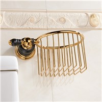 Bathroom golden finish paper basket holder bathroom shelf for toilet paper bathroom wall paper hangs toilet paper holder