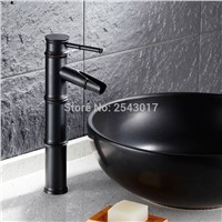Newly Euro Elegant Black Faucet Bamboo Style Faucet Bathroom Basin Mixer Deck Mounted Single Handle Water Taps ZR269