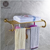 Luxury Gold Bath Towel Holder Wall Mounted Brass Bathroom Towel Rack Towel Bar