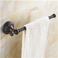 Black Brass Single Towel Bar European Bathroom Towel Rack Hanging Rod Rotary Black Carved Bathroom Hardware Accessories