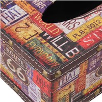 BQLZR Route 66 Pattern Waterproof Europe Style Tissue Box Cover PU Leather